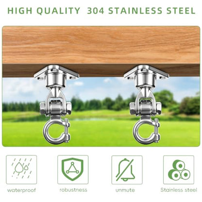 Heavy Duty Stainless Steel Swing Hanger with 360°+180°Rotation 1500LB Capacity,Triangular Fixation for Playground Hammock Chair,sandbag Porch Swing - style: 3-holes