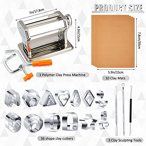 Amylove 51 Pcs Polymer Clay Pasta Machine Set with 36 Cutters USB Drill | Includes 10 Work Mats, 3 Sculpting Tools, Handheld Drill, Metal Cutters for Polymer Clay Earring and Jewelry Crafts Projects