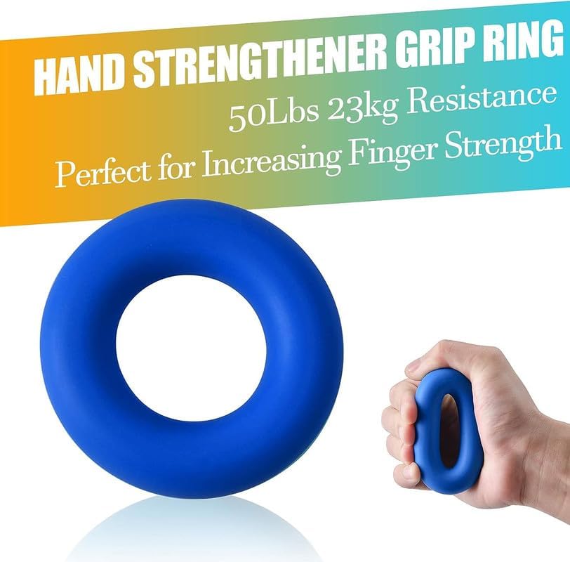 Grip Strength Trainer 7 Pack Adjustable Hand Gripper, Finger Stretcher Resistance Extensor Bands, Finger Exerciser, Grip Strength Ring & Stress Ball, Hand Grip Strengthener - color: Navy
