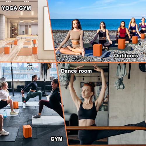 Honoson 20 Pcs Yoga Blocks Bulk 9''x6''x3'' High Density EVA Foam Blocks for Exercise Pilates Meditation, Lightweight Non-slip Surface, Improve Strength Balance Flexibility - color: Orange