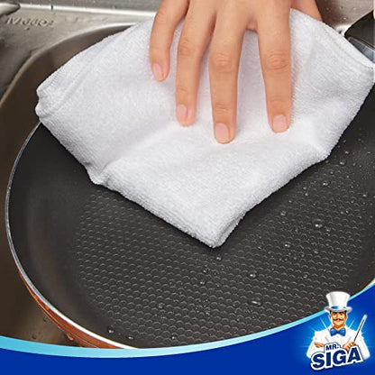 MR.SIGA Microfiber Cleaning Cloths, Streak Free Microfiber Towels, 12 Pack - color: White