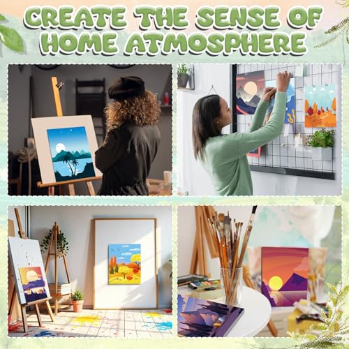 Sherr 96 Pcs 12 Sets Pre Drawn Canvas Kit for Painting Craft Sip and Paint Kit for Adults Pre Printed Canvas Painting Favor for DIY Birthday Gifts Adult's Date Party, 8 x 10 Inches(Landscape) - style: Landscape
