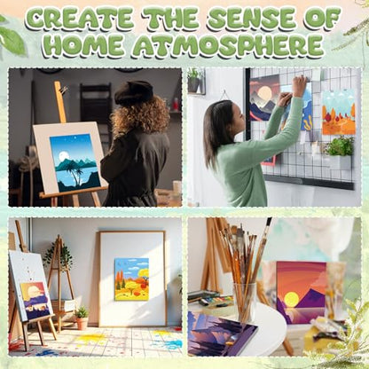 Sherr 96 Pcs 12 Sets Pre Drawn Canvas Kit for Painting Craft Sip and Paint Kit for Adults Pre Printed Canvas Painting Favor for DIY Birthday Gifts Adult's Date Party, 8 x 10 Inches(Landscape) - style: Landscape