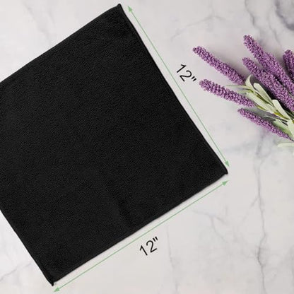 UNIMADE Washcloths 20 Pack Face Towels (12" x 12"), Highly Soft Wash Cloths | Hand Towels, Fast Drying Multi-Purpose Microfiber Cleansing Cloths for Bathroom, Hotel, Spa, and Salon Black - color: Black, size: 20Pack