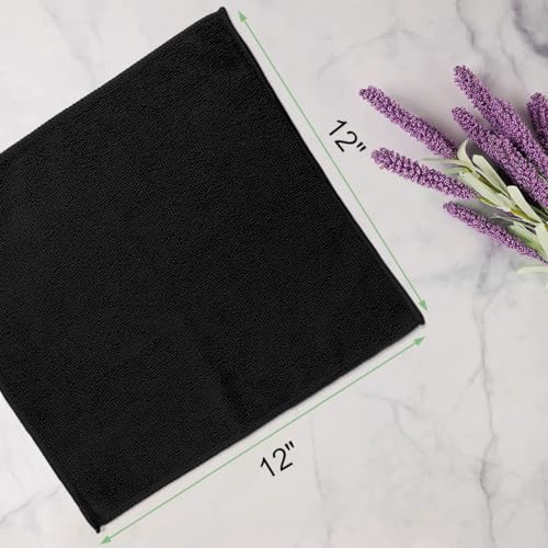 UNIMADE Washcloths 10 Pack Face Towels (12" x 12"), Highly Soft Wash Cloths | Hand Towels, Fast Drying Multi-Purpose Microfiber Cleansing Cloths for Bathroom, Hotel, Spa, and Salon Black - color: Black, size: 10Pack