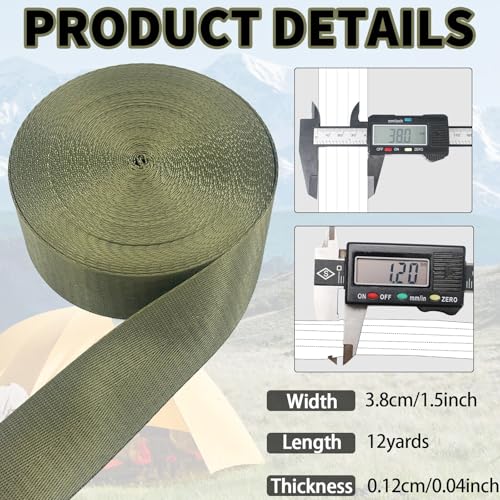 1 1/2" Olive Green Nylon Webbing 12yds for Bag Straps Crafts - color: Olive Green