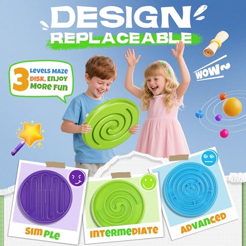 Balance Board Maze for Kids Sensory Training - 20" Wobble Board to Develop Coordination & Reduce Screen Time - 3 Difficulty Levels for More Fun - Maximum Load 130lbs - Meaningful Gift for Children