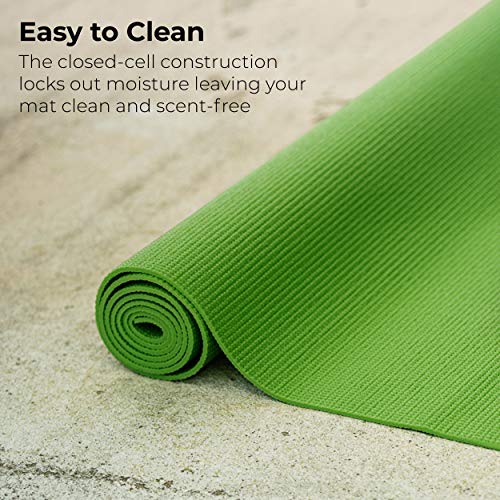 Bulk Yoga Mats, 10 Pack, 4mm Thick, 68x24in | Bulk Non Slip Exercise Mats for Workout, Stretching, Fitness - Wholesale Non Toxic Gym Mats for Home, Schools and Studios - color: Green
