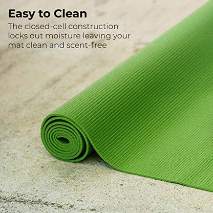 Bulk Yoga Mats, 10 Pack, 4mm Thick, 68x24in | Bulk Non Slip Exercise Mats for Workout, Stretching, Fitness - Wholesale Non Toxic Gym Mats for Home, Schools and Studios - color: Green