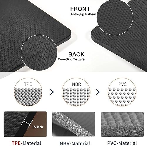 Hatha Yoga Large TPE Yoga Mat 6'x4'x1/2" Extra Thick Non-Slip Exercise Mat - for Yoga Pilates & Home Gym Workouts - color: Black