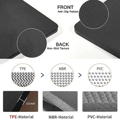 Hatha Yoga Large TPE Yoga Mat 6'x4'x1/2" Extra Thick Non-Slip Exercise Mat - for Yoga Pilates & Home Gym Workouts - color: Black