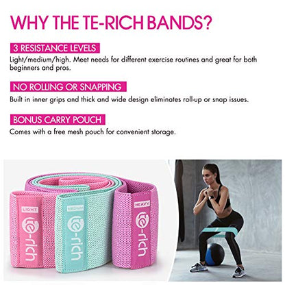 Resistance Bands, Fabric Workout Bands for Women & Men, Cloth Booty Resistance Loop Bands, Thick Squat Bands for Butt/Legs/Thigh/Hip/Glute Excersing - color: Pink/green/purple