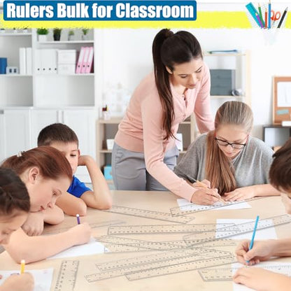 32 Pack Clear Ruler 12 Inch Bulk with Centimeters and Millimeters, Metric Rulers Measuring Drawing Tool for Kids, Ideal Back to School Office Home Supplies - size: 12 Inch