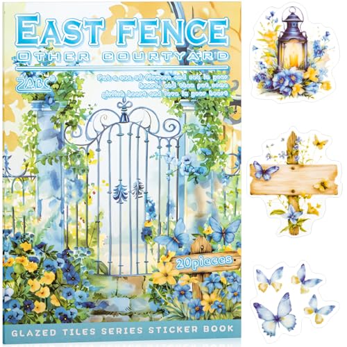 East Garden Sticker Scrapbooking Supplies for Junk Journal, 20 Sheets PET Stickers - Vintage Journaling Stickers, Ephemera Sticker Book Pre Cut(TZ-009-002) - style: East Garden