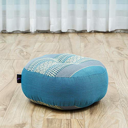 Leewadee Meditation Cushion Set – 1 Small Zafu Yoga Pillow and 1 Small Roll-Up Zabuton Mat Filled with Kapok - color: Sf22 - Blue