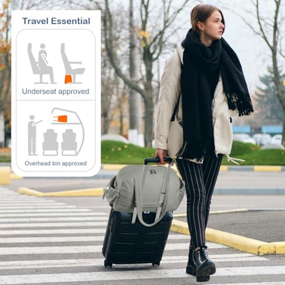 TOPDesign Travel Duffel Bag for Women, Puffer Gym Bag Sports Tote with Wet Pocket, Carry On Weekender with Luggage Sleeve (Grey) - color: Grey