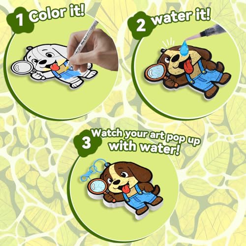 WurLoo Aqua Magic Puffs Paint 3D Art Kit Animals, Mess-Free Craft for Kids, DIY Color & Inflate Activity, Travel Toys & Creative Gifts for Girls and Boys Ages 4, 5, 6, 7, 8, 9, 10 - color: Animals