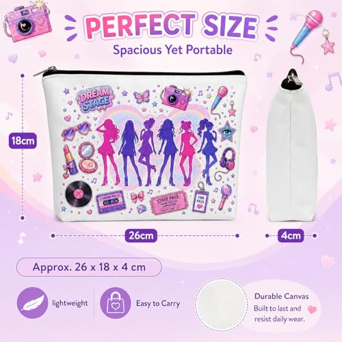 KATSEYE Merch Cosmetic Pouch for Women, Pop Girl Group Makeup Bag, Cute Fan Travel Organizer Bag, Canvas Toiletry Pouch for Concert and Daily Essentials (C)