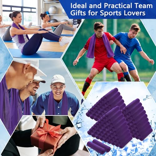 Hosuly 150 Pack Cooling Towels Bulk 40 x 12 Inch Large Chilly Breathable Sweat Sports Cold Towels Sublimation Microfiber Ice Neck Rag for Hot Weather Workout Gym Team Gift (Purple) - color: Purple