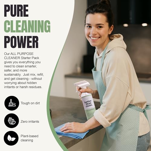 All Purpose Cleaner Starter Pack – Plant-Based, Fragrance Free, Empty Refillable, Cleaning Kit with 8oz Concentrate & 16oz Spray Bottle - style: Starter Pack