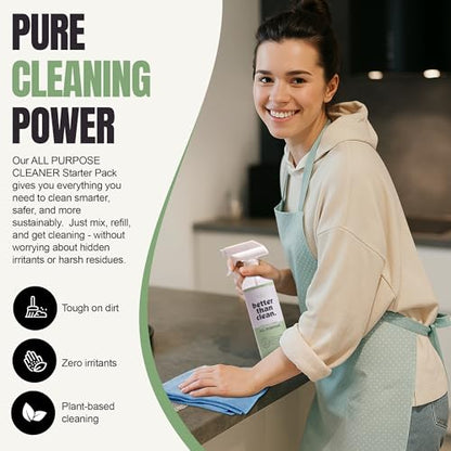 All Purpose Cleaner Starter Pack – Plant-Based, Fragrance Free, Empty Refillable, Cleaning Kit with 8oz Concentrate & 16oz Spray Bottle - style: Starter Pack