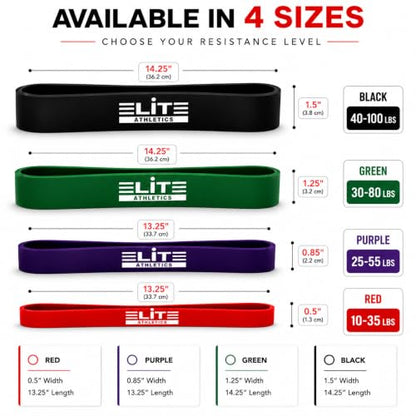 Heavy Thick Resistance Bands Set of 4, 5X Thicker, Short Monster Band, Deadlift Band, Loop Resistance Booty Bands for Glute Activation, Strength Training, Deadlifts, Squats & Warm-Up - color: Red, Purple, Green, Black