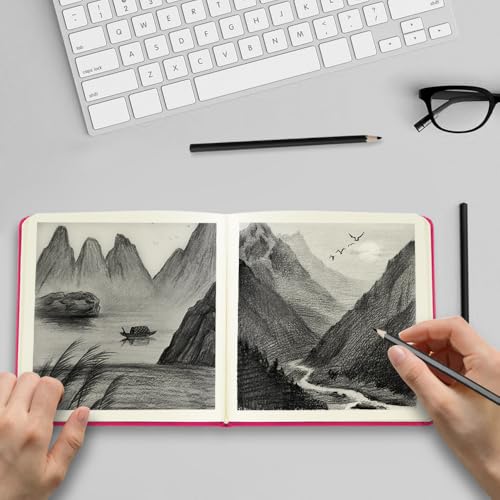 5x5 Pocket Sketch Book,80gsm Hardcover Art Sketchbook for Drawing Journal | PU Cover,Blank Paper,96Sheets/192Pages,Lay-Flat,Portable Travel Creation Paint Diary Memo Planner,Dry Media.Rose Pink - color: PU Cover-5x5in-Rose Pink