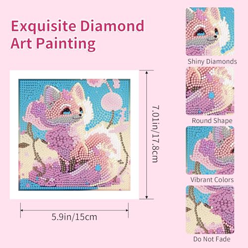 PERFECTSIGHT Cute 5D Diamond Art Kits, Kawaii DIY Painting Art for Adults Teen, 4 Pack Diamond Arts and Crafts Sets, Big Gem Full Drill Diamond Dots for Women (Panda+Kitty+Alpaca+Fox) - style: Panda+Kitty+Alpaca+Fox