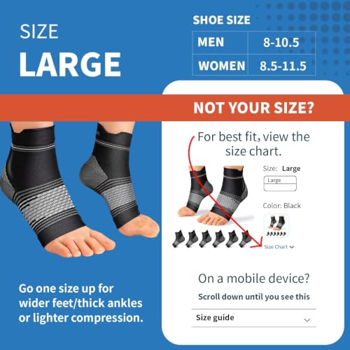 PAPLUS 6 Pairs Compression Socks Women & Men for Plantar Fasciitis Relief - color: Black(6 Pairs), size: Large(6 Pair)