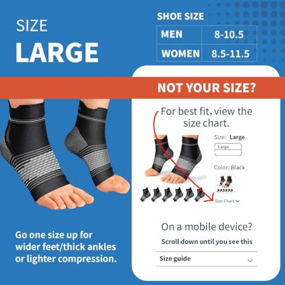 PAPLUS 6 Pairs Compression Socks Women & Men for Plantar Fasciitis Relief - color: Black(6 Pairs), size: Large(6 Pair)