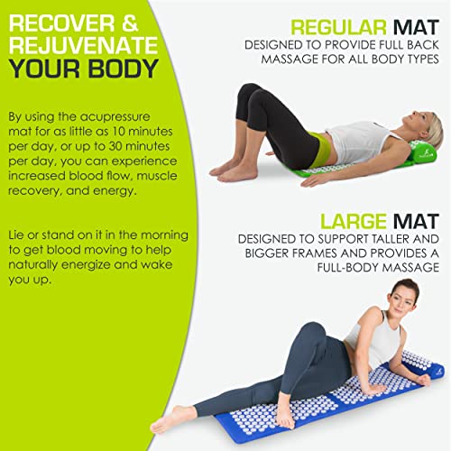 ProsourceFit Acupressure Mat and Pillow Set for Back/Neck Pain Relief and Muscle Relaxation, Large - Green/White - color: Green/White, size: Large