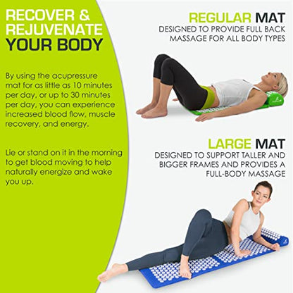 ProsourceFit Acupressure Mat and Pillow Set for Back/Neck Pain Relief and Muscle Relaxation, Large - Green/White - color: Green/White, size: Large