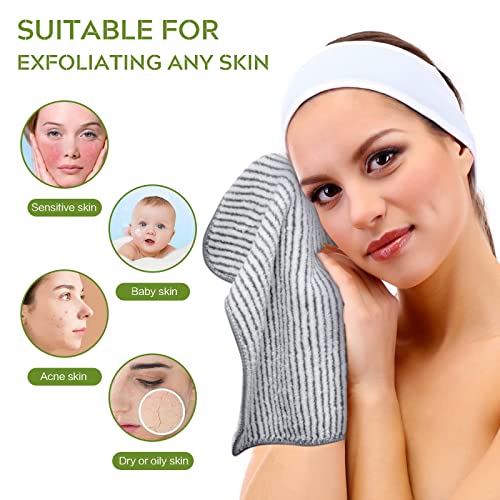 Microfiber Face Towels Soft Washcloths 12Inch x 12Inch 6 Pack Stripe - color: Grey Stripes