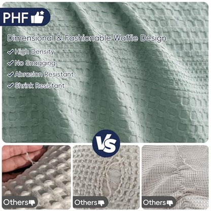PHF Lightweight Waffle Weave Blanket King for Bed Aqua Gray 104"x90" - color: Aqua Gray, size: King(104"x90")