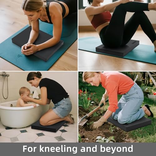 Yoga kneeling mat, 1.5inch Thick,Knee Push-ups, Plank Support & Yoga Elbows/Knees Mat Provides Cushion for Kneeling & Elbows - color: Black with leather front