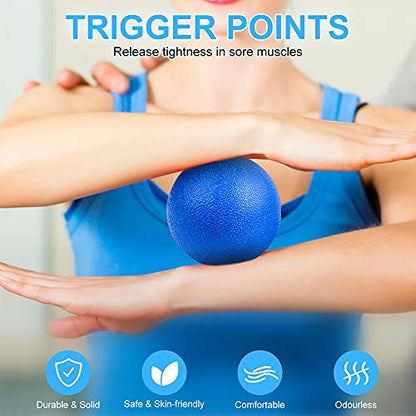 URAQT Spiky Massage Ball Set, 2 Pack Physical Therapy Massage Balls, Hard Lacrosse Ball & Spiky Massage Ball for Myofascial Release and Trigger Point Deep Tissue Massage (Blue) - color: 2pcs