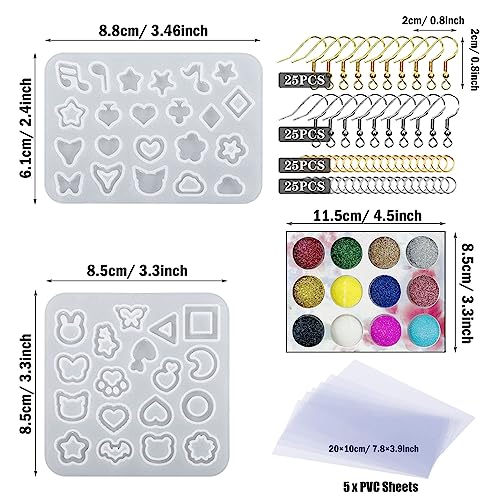 Attuslla Resin Shaker Silicone Molds Earrings Resin Molds Silicone with Glitter for DIY Jewelry Pendant Necklace Ornament - color: Style 10