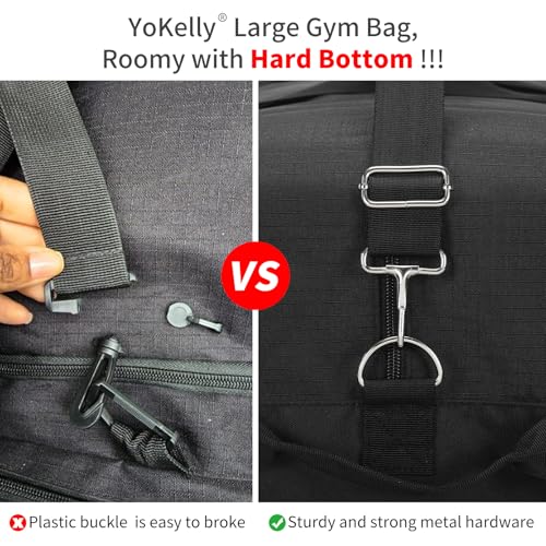 55L Large Duffle Bag for Men Travel - 25 inch Weekender Duffel Bag with Hard Bottom - Black - color: Black