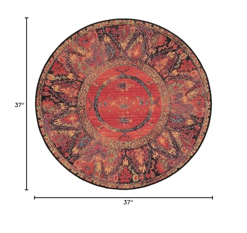 Unique Loom Outdoor Tribal Collection Area Rug - Quepos (3' 1" Round Multi/Black) - size: 3'1" (Round)