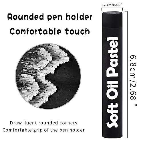 Mifuner Soft Oil Pastels Set (12 Sticks), Single Colors Heavy Oil Pastels Vibrant and Creamy,Pastel Art Supplies for Artists,Gallery Oil Painting Stick,Beginners,Adult Art Drawing Black - color: Pastel-12pcs Black