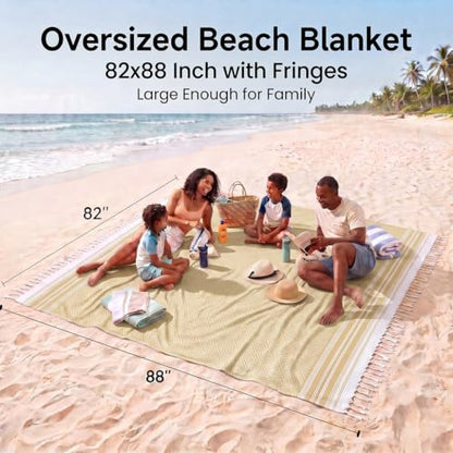 Yongoes Turkish Beach Towel Blanket Oversized 82x88 Camel Boho - color: Camel, size: Extra Large 82"x88"（208x224cm）