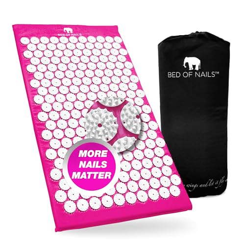 Bed of Nails Original Acupressure Mat with 8820 Precision Nails for Massage Therapy, 29 x 16 x 1", Pink - color: Pink