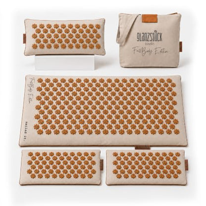 Glanzstück Berlin® XXL Acupressure Mat Set Fullbody Edition - 9,350 Flower Tips, 2 Add- On Modules, Linen Cover, Coconut Fiber Fill, Pillow & Carry Bag - Up to 42.5" x 16.5" Full Body Massage Mat - size: 2X-Large Fullbody Edition
