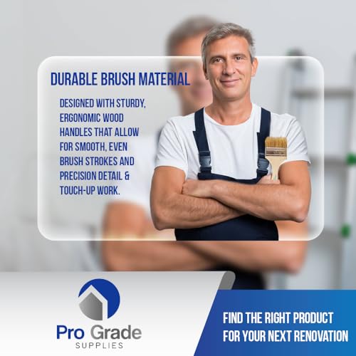 Pro Grade Chip Brushes, Disposable Paint Brushes, Assorted Sizes, 24 Piece | Natural bristle, wood handle | 4 widths, 6 of each | For stain, varnish & glue | Cabinets, furniture, crafts - size: 24Pc. Var.