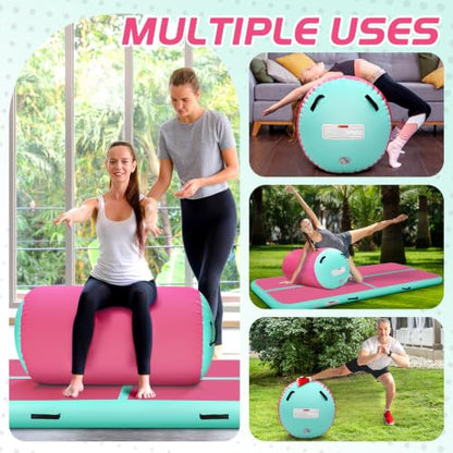 Inflatable Gymnastics Air Roller Barrel Pink 40 * 23.6inch - color: Pink, size: 40*23.6 Inch