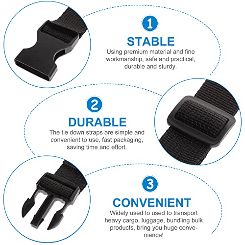 BESPORTBLE Buckle Straps Set: Black Nylon Adjustable Buckle Straps with Quick Release for Backpacking, Outdoor Activities Securing Yoga Mats Tents and Luggage, No Sewing Kit
