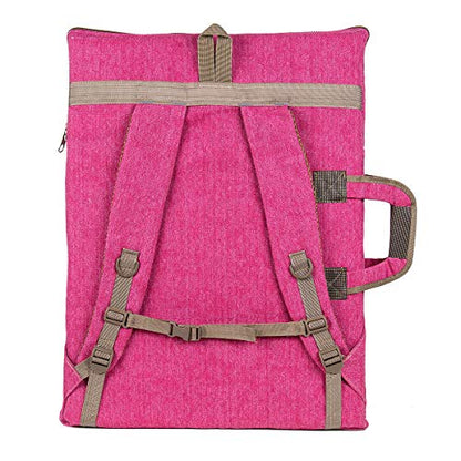 TRANSON Art Portfolio Case Artist Backpack Canvas Bag Large 26” x 19.5” - color: Magenta