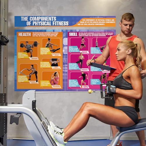 Tinlade Physical Fitness Classroom Poster Set Extra Large 34.5” x 26.5” - style: Physical Training