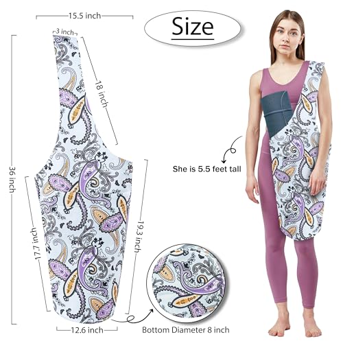 Yoga Mat Bag Yoga Tote Bag with Large Pocket and Zipper Pocket Yoga Mat Bag Carrier Fit Most Size Mats and All You Stuff - color: light blue