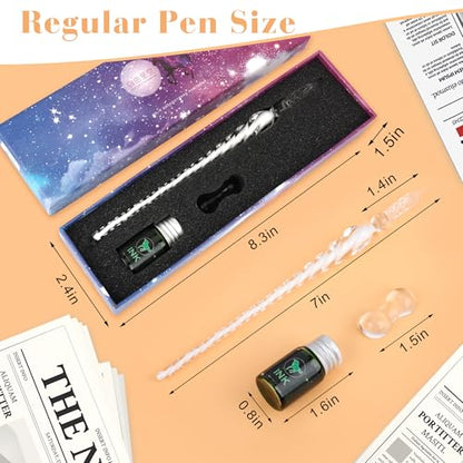 Luxiv Glass Dip Pen Set, Purple Crystal Pen With Ink, Holder, and Package - color: White, style: Basic